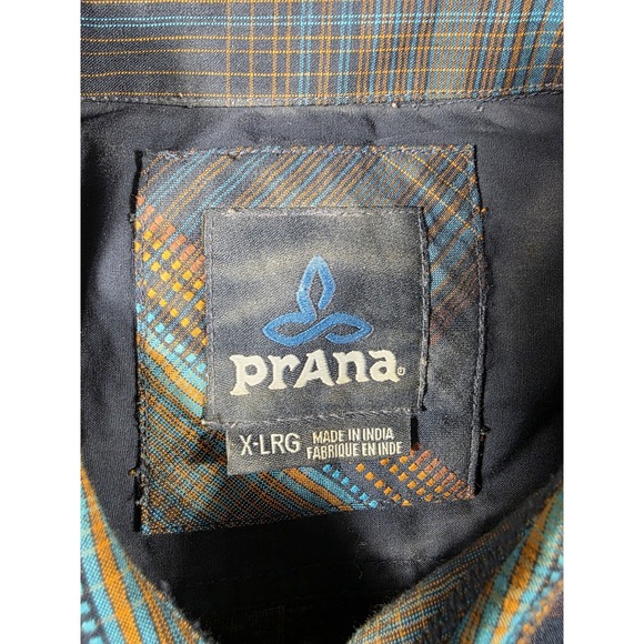 prAna Rennin Button Up Shirt Mens L/S‎ XL Organic Cotton Polyester Blend Plaid - Picture 3 of 6